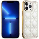 For iPhone 13 Pro Suteni Electroplated Rattan Grid Leather Soft TPU Phone Case(White)