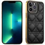 For iPhone 13 Pro Max Suteni Electroplated Rattan Grid Leather Soft TPU Phone Case(Black)