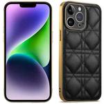 For iPhone 14 Plus Suteni Electroplated Rattan Grid Leather Soft TPU Phone Case(Black)