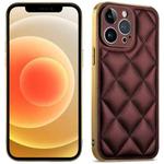 For iPhone 12 Suteni Electroplated Big Diamond Grid Leather Soft TPU Phone Case(Purple)
