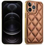 For iPhone 12 Pro Suteni Electroplated Big Diamond Grid Leather Soft TPU Phone Case(Brown)