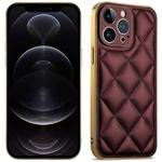 For iPhone 12 Pro Suteni Electroplated Big Diamond Grid Leather Soft TPU Phone Case(Purple)