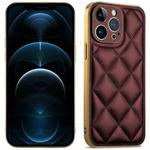 For iPhone 12 Pro Max Suteni Electroplated Big Diamond Grid Leather Soft TPU Phone Case(Purple)