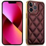 For iPhone 13 Suteni Electroplated Big Diamond Grid Leather Soft TPU Phone Case(Purple)
