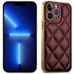 For iPhone 13 Pro Suteni Electroplated Big Diamond Grid Leather Soft TPU Phone Case(Purple)