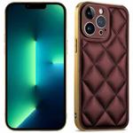 For iPhone 13 Pro Max Suteni Electroplated Big Diamond Grid Leather Soft TPU Phone Case(Purple)