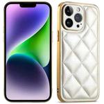 For iPhone 14 Plus Suteni Electroplated Big Diamond Grid Leather Soft TPU Phone Case(White)