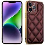 For iPhone 14 Plus Suteni Electroplated Big Diamond Grid Leather Soft TPU Phone Case(Purple)