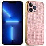 For iPhone 13 Pro Suteni Electroplated Woven Cloth PU Soft TPU Phone Case(Pink)
