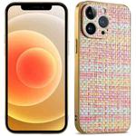 For iPhone 12 Suteni Electroplated Woven Cloth PU Soft TPU Phone Case(Rainbow)