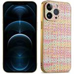 For iPhone 12 Pro Max Suteni Electroplated Woven Cloth PU Soft TPU Phone Case(Rainbow)