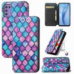 For ZTE Libero 5G III CaseNeo Colorful Magnetic Leather Phone Case(Purple Scales)