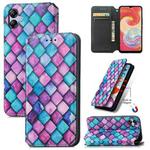 For Samsung Galaxy A04E CaseNeo Colorful Magnetic Leather Phone Case(Purple Scales)