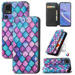 For TCL 40 SE CaseNeo Colorful Magnetic Leather Phone Case(Purple Scales)