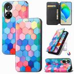 For ZTE Blade V40s CaseNeo Colorful Magnetic Leather Phone Case(Colorful Cube)