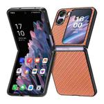 For OPPO Find N2 Flip Carbon Fiber Texture Leather Back Cover Phone Case(Brown)