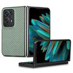 For OPPO Find N2 Carbon Fiber Texture Leather Back Cover Phone Case(Green)