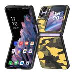 For OPPO Find N2 Flip Camouflage Leather Back Cover Phone Case(Yellow)