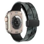 Magnetic Clasp Camouflage Silicone Watch Band For Apple Watch Ultra 49mm(Camouflage Black)
