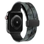 Magnetic Clasp Camouflage Silicone Watch Band For Apple Watch Series 8&7 45mm / SE 2&6&SE&5&4 44mm / 3&2&1 42mm(Camouflage Black)
