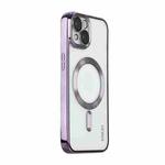 For iPhone 13 ENKAY Electroplated MagSafe Shockproof TPU Phone Case with Lens Film(Purple)