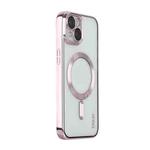 For iPhone 14 Plus ENKAY Electroplated MagSafe Shockproof TPU Phone Case with Lens Film(Pink)