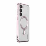 For Samsung Galaxy S23 ENKAY Hat-Prince Magnet Slim Clear Case Electroplated Shockproof Camera Protection Cover(Pink)