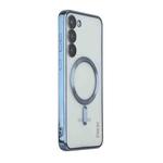 For Samsung Galaxy S23 ENKAY Hat-Prince Magnet Slim Clear Case Electroplated Shockproof Camera Protection Cover(Light Blue)