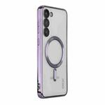 For Samsung Galaxy S23 ENKAY Hat-Prince Magnet Slim Clear Case Electroplated Shockproof Camera Protection Cover(Purple)