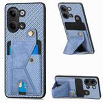 For OPPO Reno9 Carbon Fiber Wallet Flip Card Holder Phone Case(Blue)