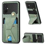 For Xiaomi Poco M5 4G Carbon Fiber Wallet Flip Card Holder Phone Case(Green)