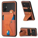 For Xiaomi Poco M5 4G Carbon Fiber Wallet Flip Card Holder Phone Case(Brown)