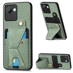 For Realme C30 Carbon Fiber Wallet Flip Card Holder Phone Case(Green)