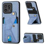 For Xiaomi 13 Carbon Fiber Wallet Flip Card Holder Phone Case(Blue)