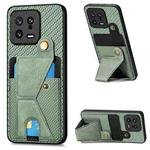 For Xiaomi 13 Carbon Fiber Wallet Flip Card Holder Phone Case(Green)