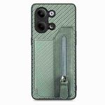 For OPPO Reno9 Carbon Fiber Flip Zipper Wallet Phone Case(Green)