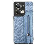 OPPO Reno9 Pro+ Carbon Fiber Flip Zipper Wallet Phone Case(Blue)