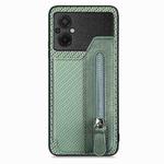 For Xiaomi Poco M5 4G Carbon Fiber Flip Zipper Wallet Phone Case(Green)