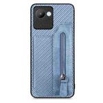 For Realme C30 Carbon Fiber Flip Zipper Wallet Phone Case(Blue)