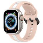 Two-Color Loop Buckle Silicone Watch Band For Apple Watch Ultra 49mm(Pink+White)