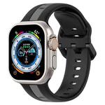 Two-Color Loop Buckle Silicone Watch Band For Apple Watch Ultra 49mm(Black+Grey)