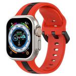 Two-Color Loop Buckle Silicone Watch Band For Apple Watch Ultra 49mm(Red+Black)