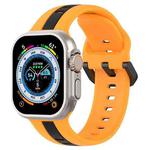 Two-Color Loop Buckle Silicone Watch Band For Apple Watch Ultra 49mm(Yellow+Black)