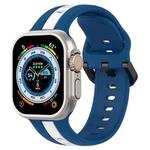 Two-Color Loop Buckle Silicone Watch Band For Apple Watch Ultra 49mm(Blue+White)