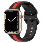 Two-Color Loop Buckle Silicone Watch Band For Apple Watch Series 8&7 45mm / SE 2&6&SE&5&4 44mm / 3&2&1 42mm(Black+Red)