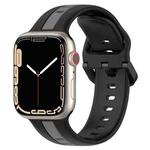 Two-Color Loop Buckle Silicone Watch Band For Apple Watch Series 8&7 45mm / SE 2&6&SE&5&4 44mm / 3&2&1 42mm(Black+Grey)