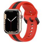 Two-Color Loop Buckle Silicone Watch Band For Apple Watch Series 8&7 45mm / SE 2&6&SE&5&4 44mm / 3&2&1 42mm(Red+Black)