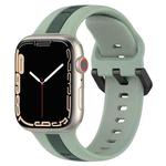 Two-Color Loop Buckle Silicone Watch Band For Apple Watch Series 8&7 45mm / SE 2&6&SE&5&4 44mm / 3&2&1 42mm(Light Green + Green)