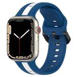 Two-Color Loop Buckle Silicone Watch Band For Apple Watch Series 8&7 45mm / SE 2&6&SE&5&4 44mm / 3&2&1 42mm(Blue+White)