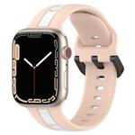 Two-Color Loop Buckle Silicone Watch Band For Apple Watch Series 8&7 41mm / SE 2&6&SE&5&4 40mm / 3&2&1 38mm(Pink+White)